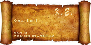 Kocs Emil névjegykártya