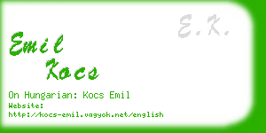 emil kocs business card